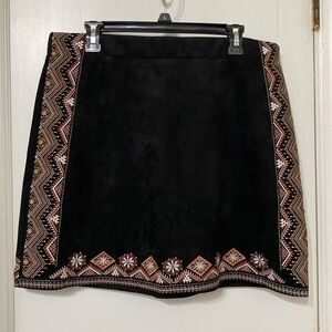 NWT Skies Are Blue XL Zara Embroidered Faux Suede Skirt
